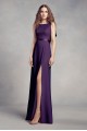 High-Neck Crepe Bridesmaid Dress with Ruffles VW360348