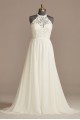 High Neck Illusion Chiffon Plus Size Wedding Dress DB Studio 9WG4032