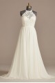 High Neck Illusion Chiffon Tall Plus Wedding Dress DB Studio 4XL9WG4032