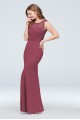 High-Neck Lace and Crepe Bridesmaid Dress F19975