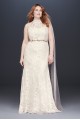 High Neck Long Lace Halter Plus Size 8MS251192 Wedding Gown