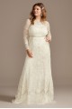 Illusion Long Sleeve Bead Plus Size Wedding Dress Melissa Sweet 8MS251222
