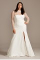 Illusion Sleeve High Neck Plus Size 9WG3991 Wedding Dress with Front Slit