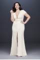 Illusion V-Neck Cap Sleeve Plus Size Wedding Dress 9WG3951