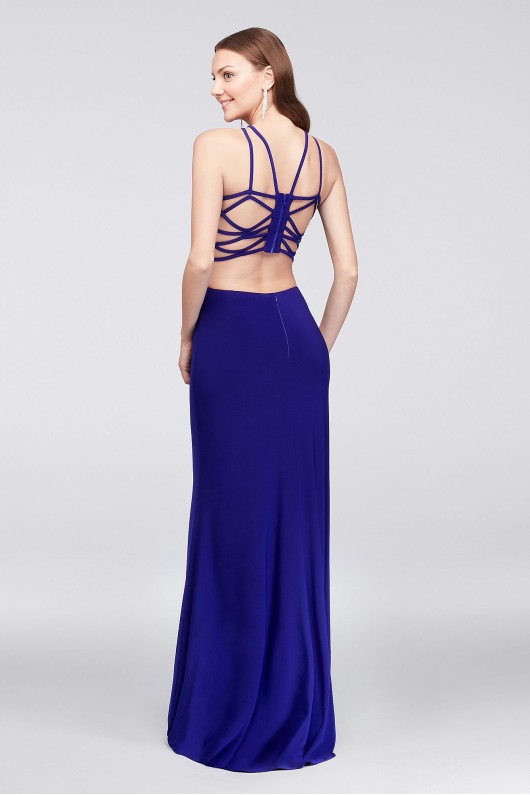 Jersey Gown with Strappy Open Back and High-Neck 12489