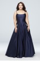 Jewel-Pocket Strappy Satin Plus Size Ball Gown 1053BNW