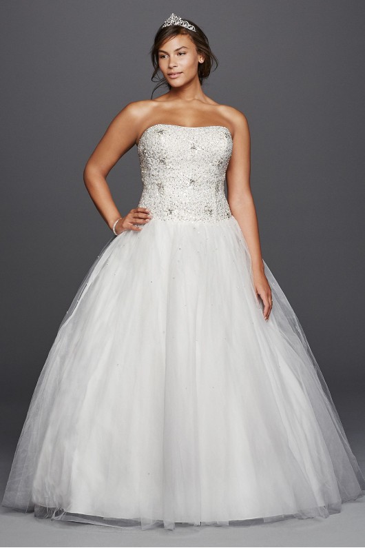 Jewel Tulle Plus Size Wedding Dress with Beading 9WG3798
