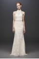 Lace High-Neck Halter Sheath Petite Wedding Dress 7MS251192