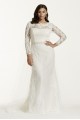 Lace Long Sleeve Sheath Gown with Beading 9SWG685