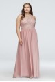 Lace and Chiffon Plus Size Gown with Geo Neckline 3622GF1W