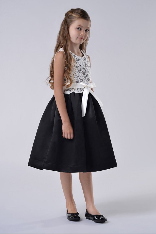 Lace and Satin Flower Girl Dress With Sash 105UA