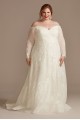 Leafy Lace Off Shoulder Plus Size Wedding Dress  8CWG891