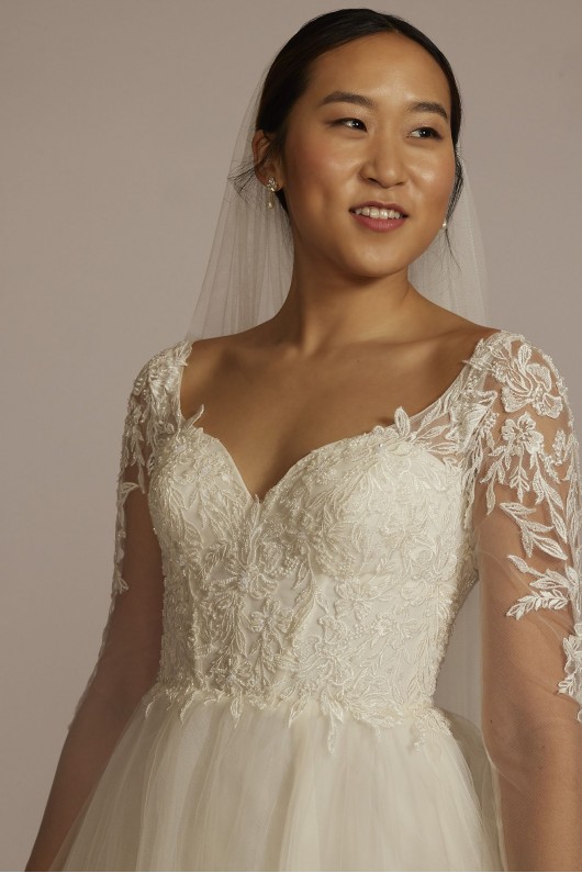 Lined Bodice Long Sleeve Wedding Dress DB Studio SLLBWG4036