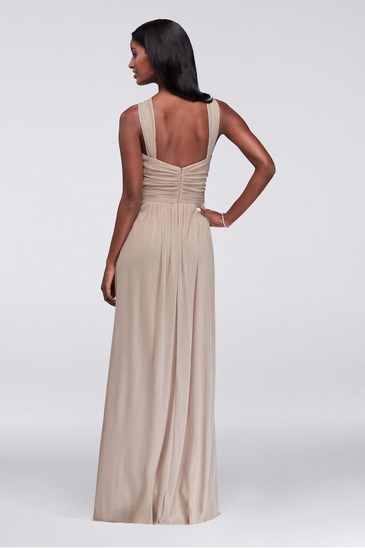 Long Extra Length Halter Y-neck Mesh 4XLW11173 Bridesmaid Dress