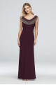 Long Floor-Length Dress with Beaded Cowl Neck 56736D