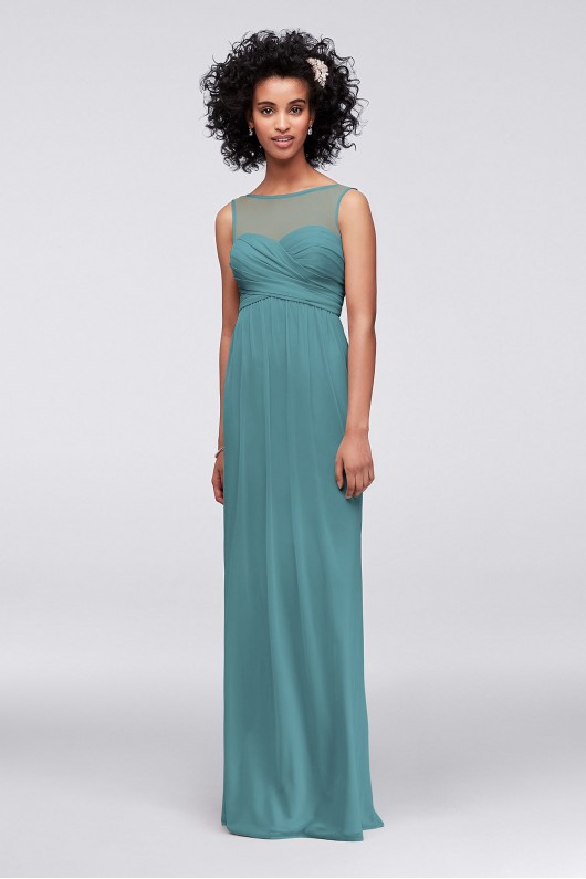 Long Mesh Dress with Illusion Sweetheart Neckline F15927