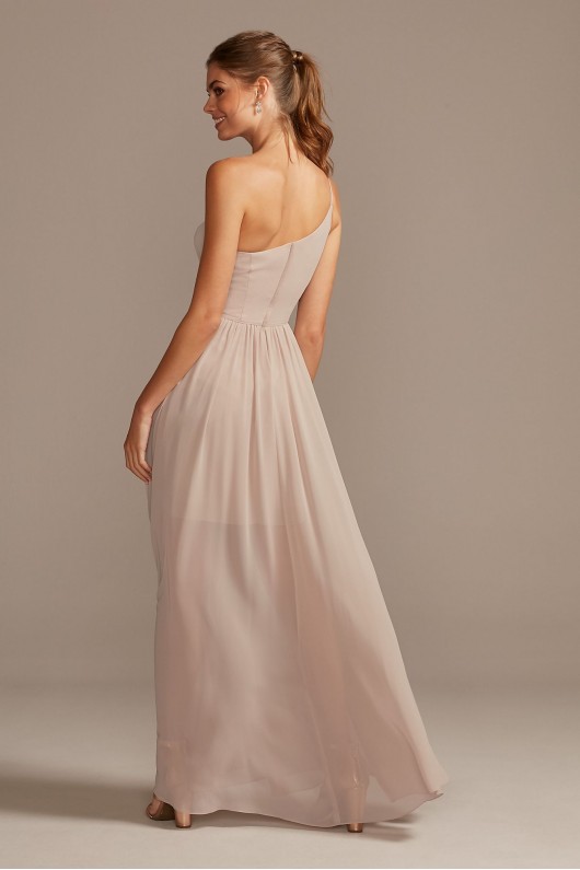 Long One Shoulder F20078 Style Bridesmaid Dress with Overskirt