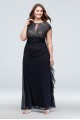 Long Sheath Cap Sleeves Lace Keyhole Plus Size Formal A22197W Dresses