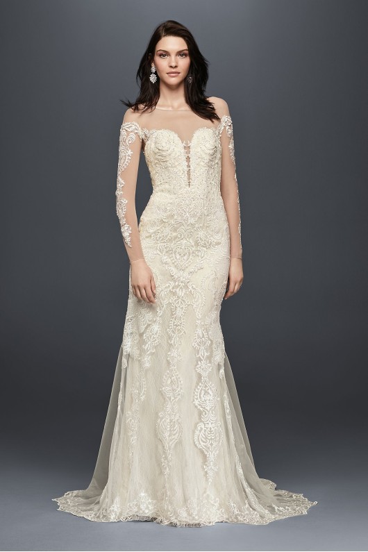Long Sleeve Illusion Lace Wedding Dress SWG762