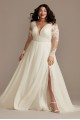 Long Sleeve Lace Applique Plus Size Wedding Dress  9SLLBSWG842