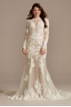 Long Sleeve Sequin Floral Tall Wedding Dress  4XLSLSWG843