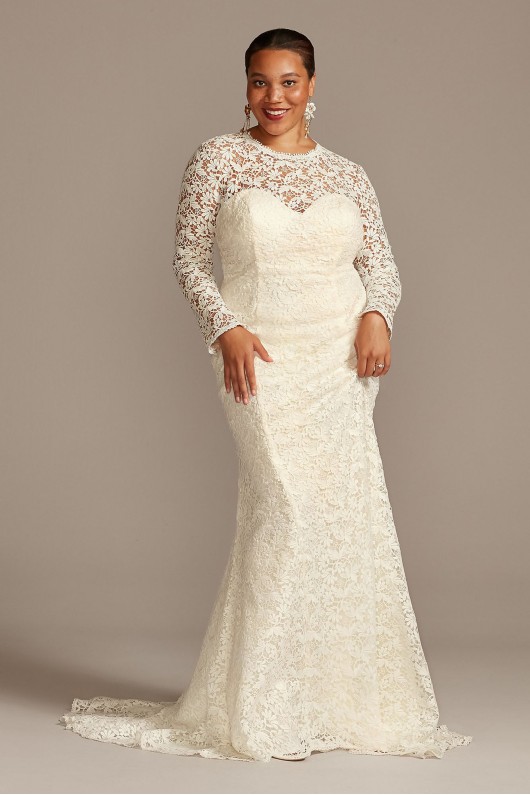 Long Sleeve Venice Lace Plus Size Wedding Dress 8MS251217