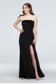 Long Strapless Jersey Gown with Velvet Knot Foldover and Front Slit 1462BND