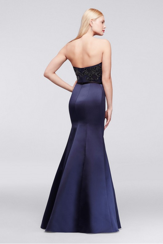 Long Strapless Satin Party Dress with Appliques Truly Zac Posen ZP281663