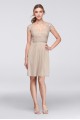 Mesh Dress with Metallic Lace and Keyhole Back F19442M