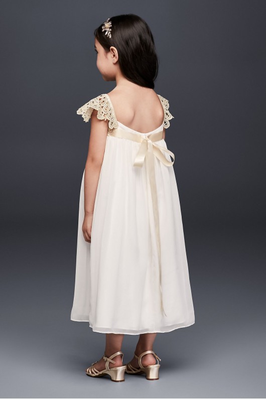 Metallic Crochet and Chiffon Flower Girl Dress OP240