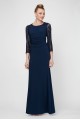 Modern Long Sheath 9135109 Sequin Lace Full Sleeve Ruched Jersey Dress