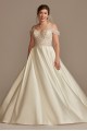 Off Shoulder Beaded Bodice Petite Wedding Dress  7LBCWG890