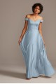 Off the Shoulder F20134 Long A-line Satin Bridesmaid Dress with Side Pockets