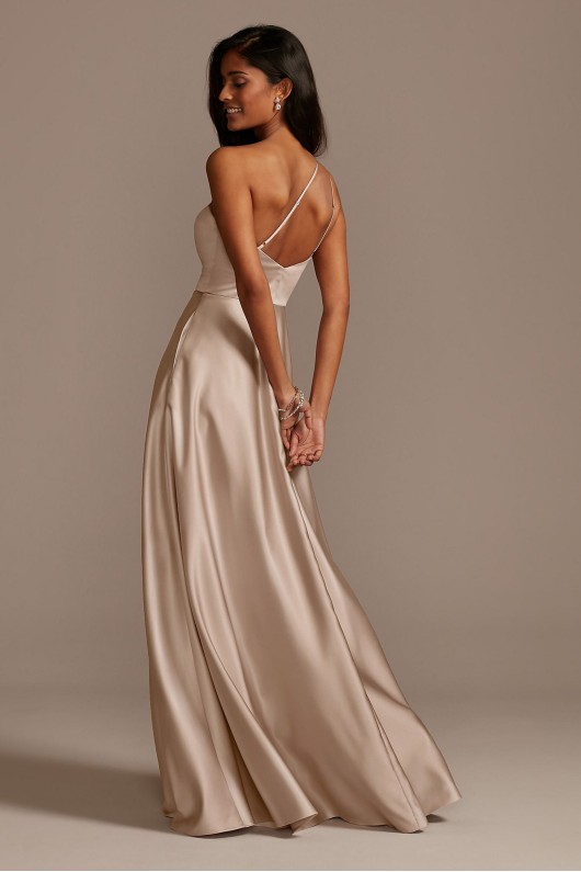One Shoulder Satin A-Line Bridesmaid Dress Bridal F20135