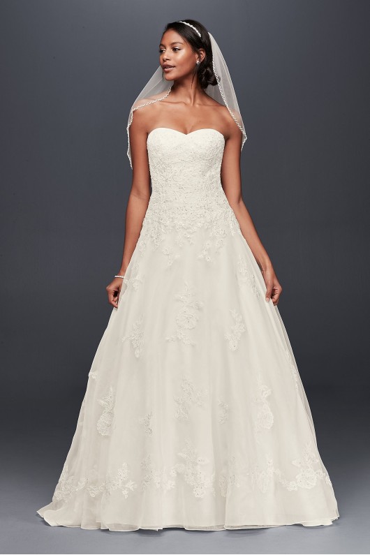 Organza A-Line Wedding Dress with Beaded Appliques Jewel WG3837