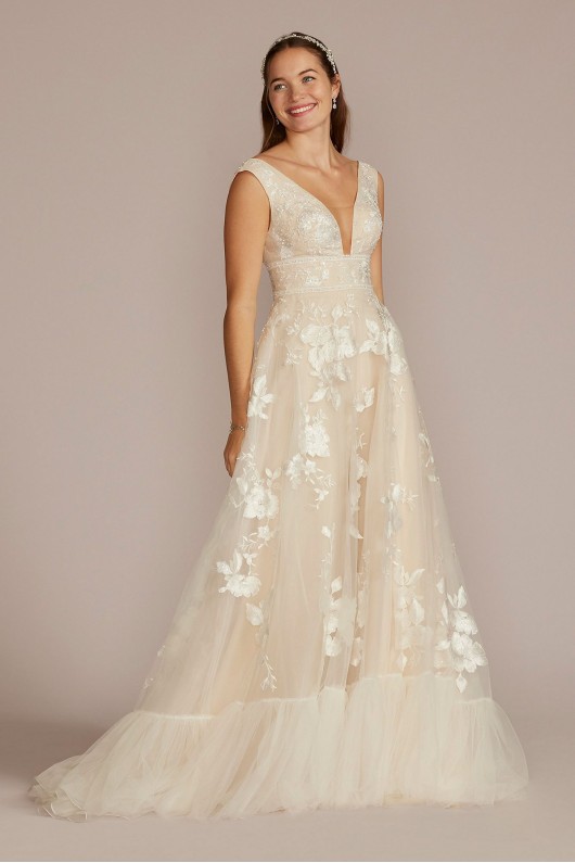 Organza A-Line Wedding Gown with Shirred Hem Melissa Sweet MS251257