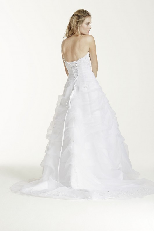 Organza Draped Wedding Dress with Beaded Lace Collection L9479