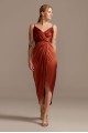 Pleated Bodice Spaghetti Strap Satin Tulip Dress DB Studio DS270104