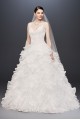 Plunging V-Neck Wedding Gown with Tiered Skirt SWG759