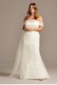 Plus Size 9WG3978 Style Tulle Floral Off-Shoulder Mermaid Wedding Dress