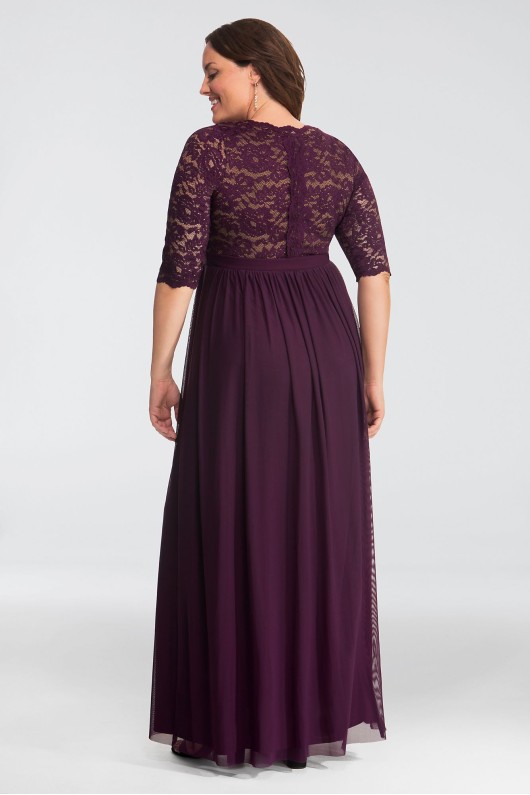 Plus Size Evening Gown with 3/4 Sleeves