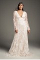 Plus Size Extra Length 4XL8VW351428 Lace Wedding Dress with Bell Sleeves