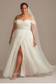 Plus Size Floral Lace Embroidered Long 9SWG834 Bridal Dress with Swag Sleeves