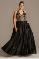 Plus Size Halter Neck Long A-line Floral Embellished Satin Prom Dress 2096BNW