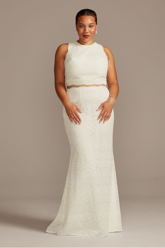 Plus Size Lace Two-Piece Scalloped Wedding Dress 8MS251210