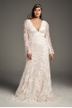 Plus Size Long Allover Lace 8VW351428 Style Wedding Dress with Long Sleeves