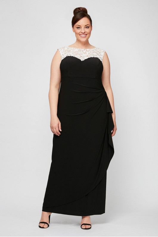 Plus Size Long Matte Jersey Special Occassion Dress 4351423 with Lace Embellishment