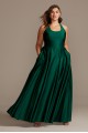 Plus Size New Style A-line Satin Racerback Prom Dress with Pockets 12772W