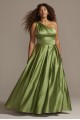 Plus Size Olive One Shoulder Long Satin 2025BNW Dress with Strappy Back