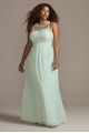 Plus Size Sleeveless Geometric Neckline Pleated Skirt Prom Party Gown 3622BR7W